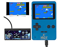 MGT Mobile Games Technology 2in1-Retro-Spielekonsole, 7-cm-Farbdisplay (2,8"), 300 Spiele, 16 Bit; Retro-Videospiel-Controller mit TV-Anschluss 